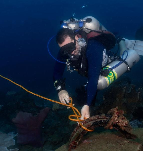 Marine Conservation Philippines - Attaching buoys to sinker blocks